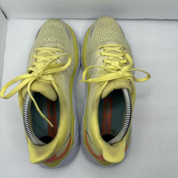 Hoka Womens size 9.5 B Clifton 8 Yellow Running Sneakers 1119394 - Picture 5 of 13